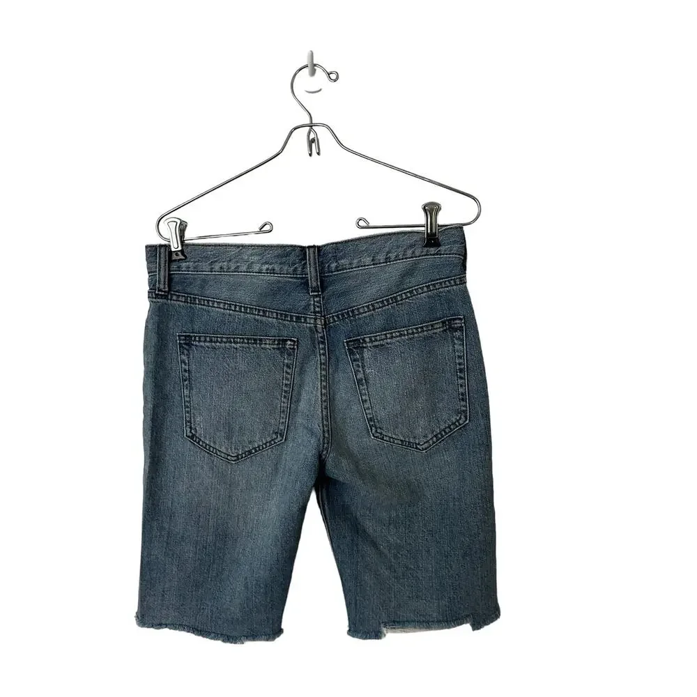 we the free Medium Blue Denim Distressed Long 19” Shorts Size‎ 25